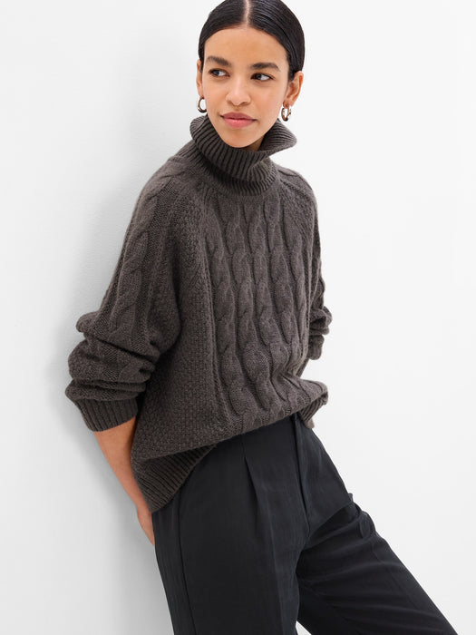 Cable-Knit Turtleneck Sweater