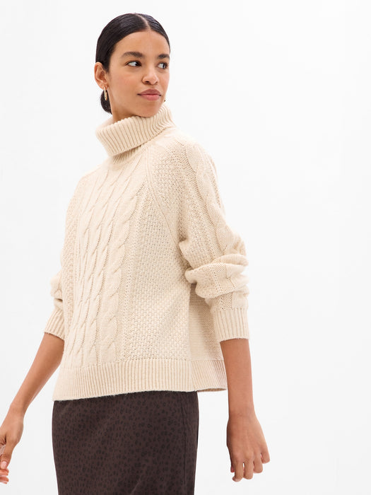 Cable-Knit Turtleneck Sweater