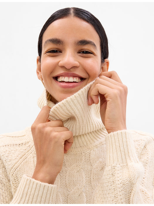 Cable-Knit Turtleneck Sweater