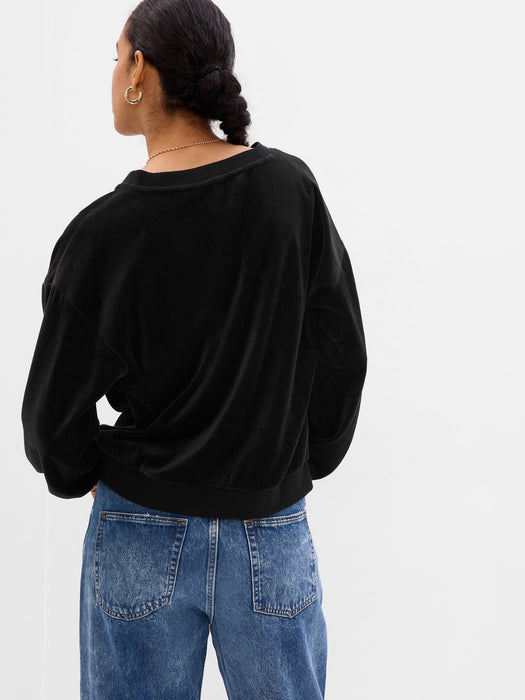 Easy V-Neck Velour Sweatshirt