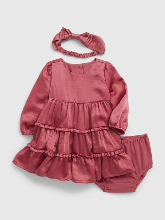 Baby Recycled Satin Tiered Dress Set