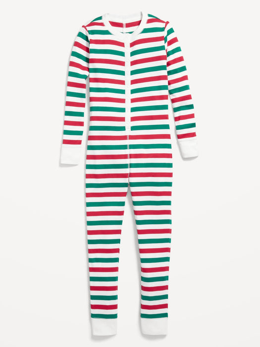 Gender-Neutral Matching Print Snug-Fit One-Piece Pajamas for Kids - Multi