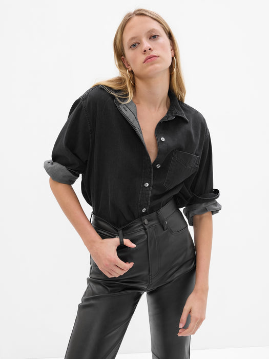 Denim Big Shirt with Washwell - black wash