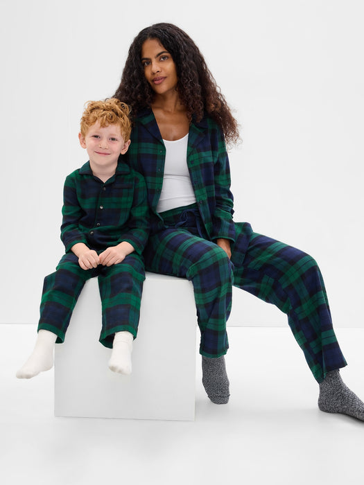 Maternity Flannel PJ Set - blue green plaid