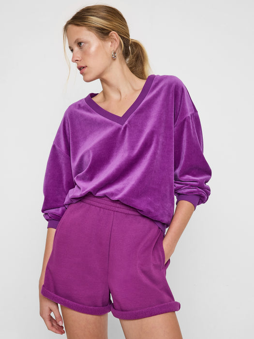 Easy V-Neck Velour Sweatshirt