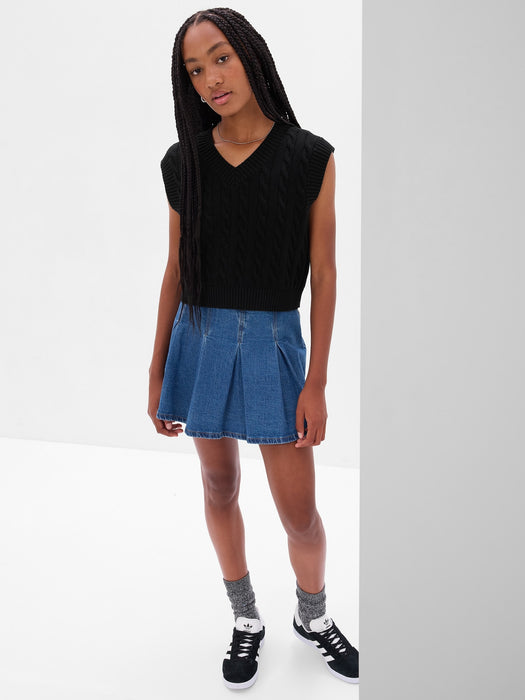 Teen 100% Organic Cotton Cable-Knit Sweater Vest