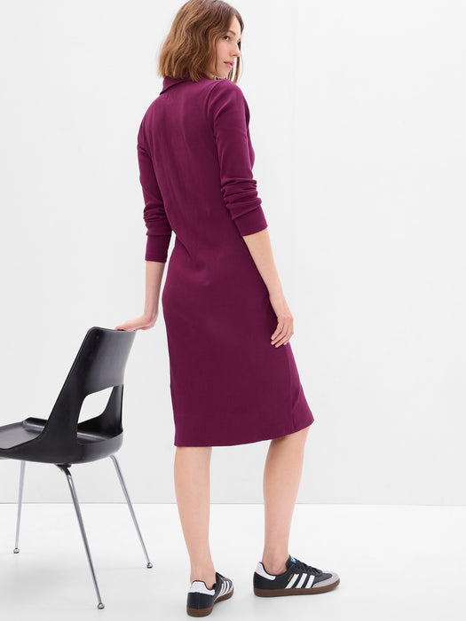 Rib Polo Midi Dress - huckleberry purple