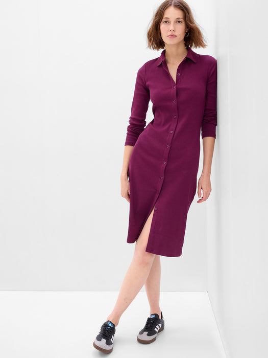 Rib Polo Midi Dress - huckleberry purple