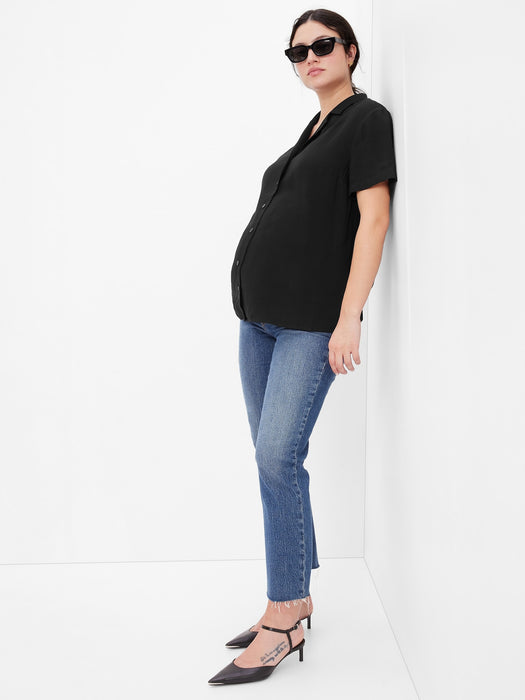 Maternity Button-Down Shirt - true black