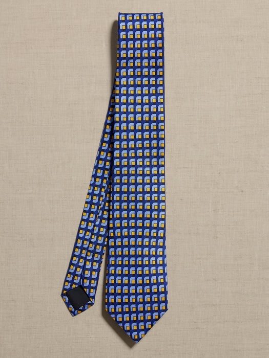 Miniature Square Silk Tie - Blue