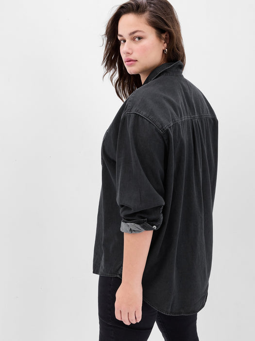 Denim Big Shirt with Washwell - black wash