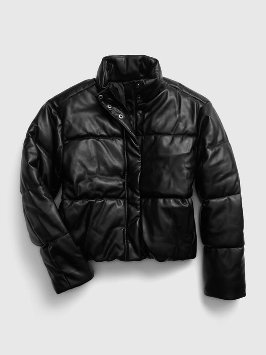 Teen Recycled Faux-Leather Puffer Jacket