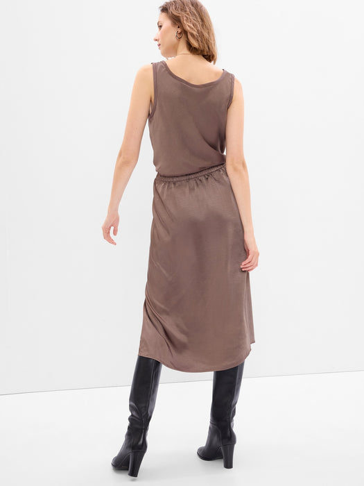 Satin Midi Skirt - cashmere brown