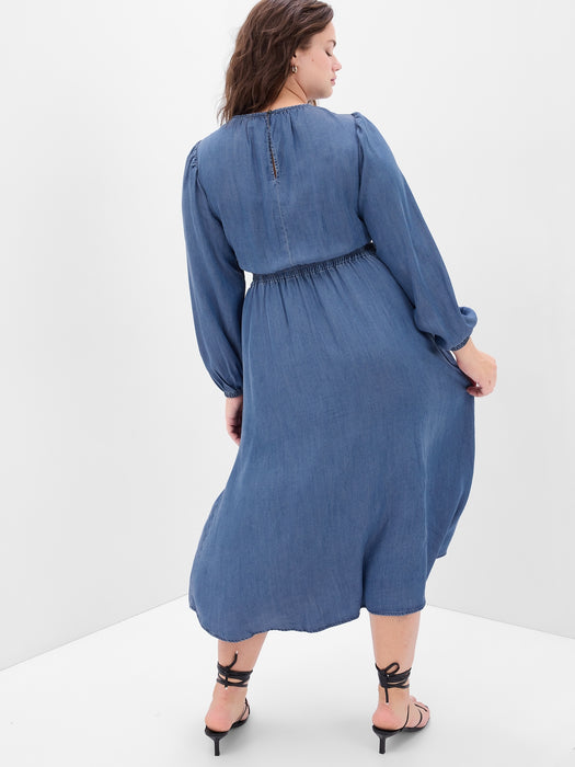 LENZING&#153 TENCEL&#153 Lyocell Denim Cutout Midi Dress