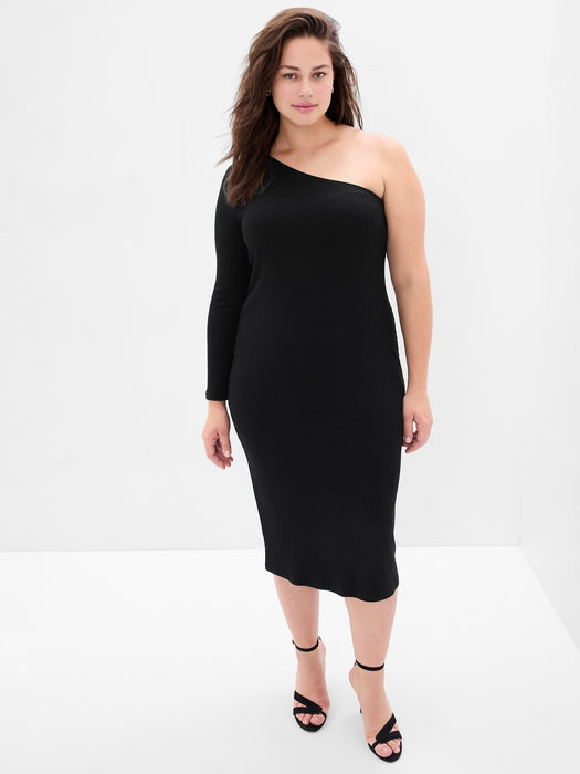 One-Shoulder Rib Midi Dress