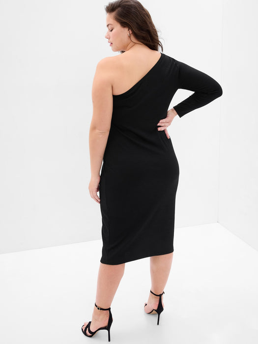 One-Shoulder Rib Midi Dress