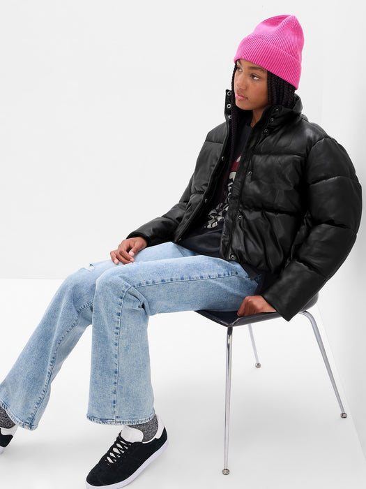 Teen Recycled Faux-Leather Puffer Jacket