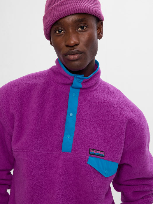 Arctic Fleece Mockneck Pullover - fuchsia shock