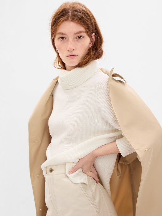 Waffle Oversized Chunky Turtleneck - ivory frost