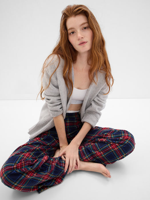 Microfleece PJ Pants - navy blue & red cocktail plaid