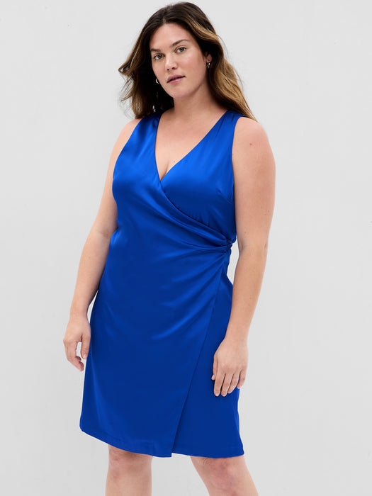 Satin Mini Wrap Dress