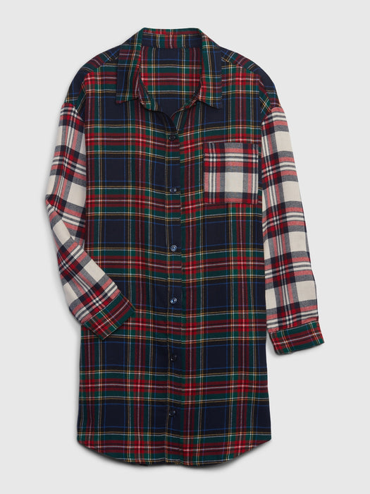 Kids 100% Recycled Mocktail Plaid PJ Dress