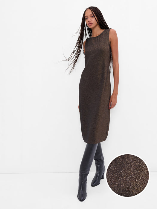 Low Back Metallic Midi Dress