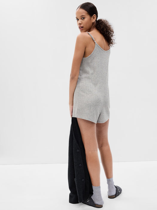 Softspun Rib Sleep Romper - marled grey