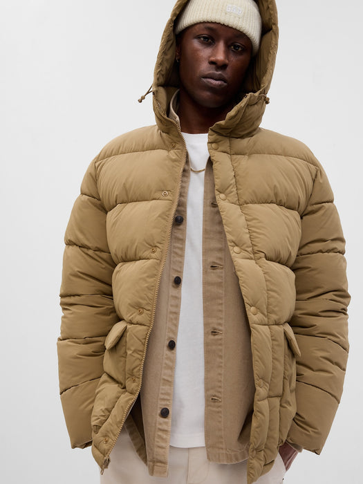 Hooded Puffer Jacket - mission tan