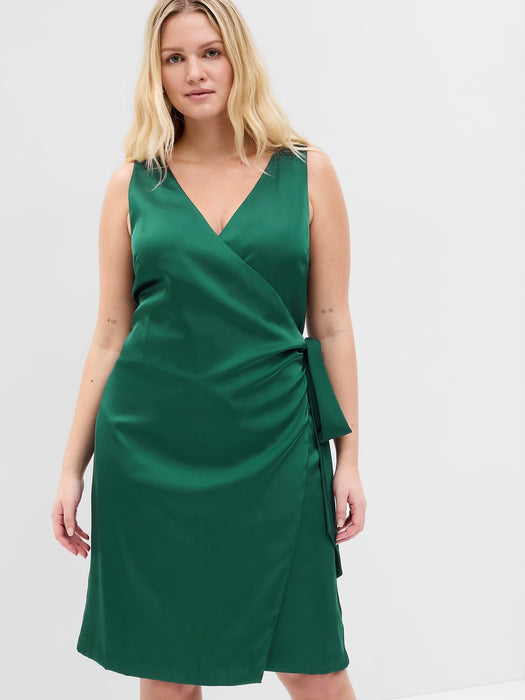 Satin Mini Wrap Dress