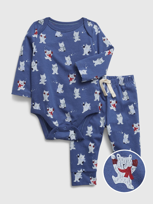 Baby 100% Organic Cotton Mix and Match Graphic Bodysuit Outfit Set - docksider blue