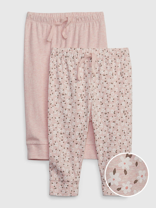 Baby 100% Organic Cotton Pull-On Pants (2-Pack) - pink heather