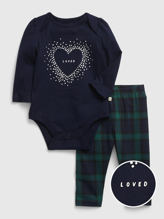 Baby 100% Organic Cotton Mix and Match Graphic Bodysuit Outfit Set - dark blue night