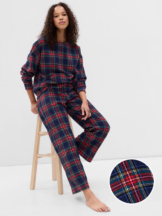 Microfleece PJ Pants - navy blue & red cocktail plaid